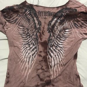 size large 2000s t shirt rhinestones and angel wings